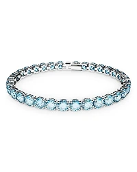 Matrix Blue Crystal Small Tennis Bracelet Rhodium Plated
