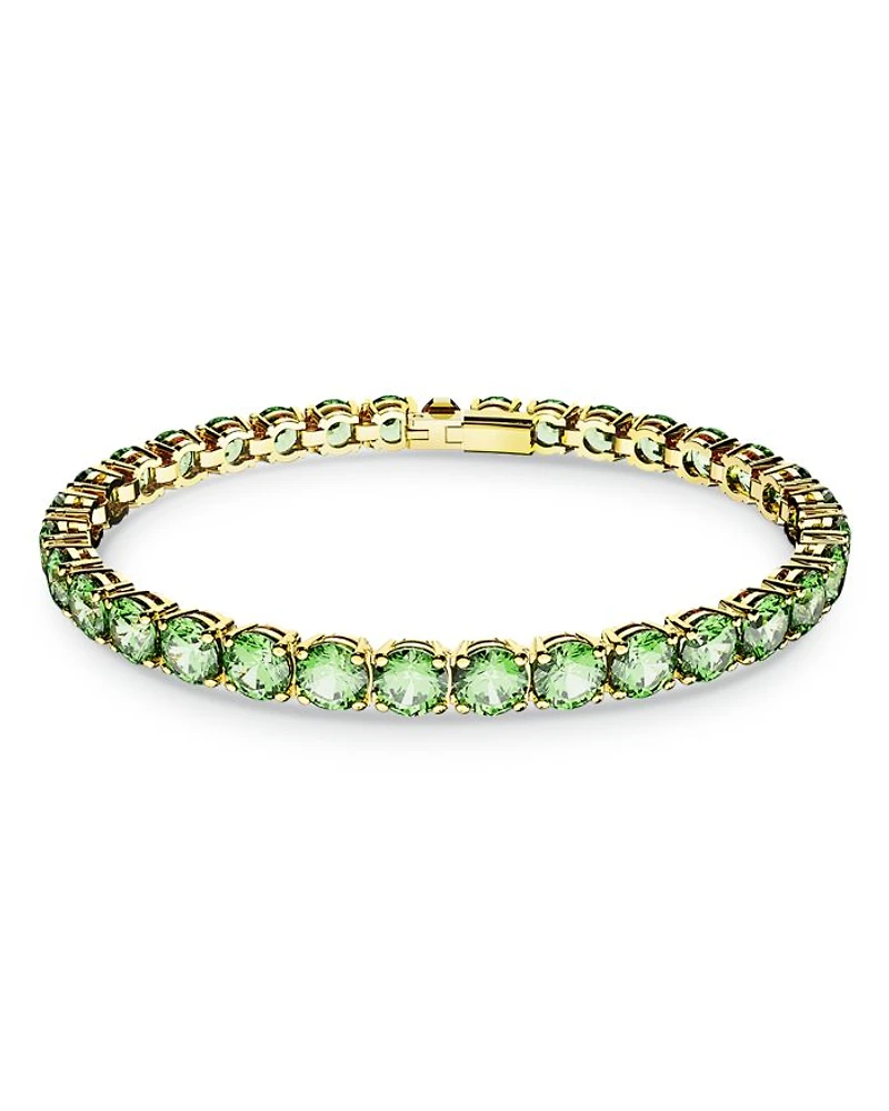 Matrix Blue Crystal Large Tennis Bracelet in Gold Tone