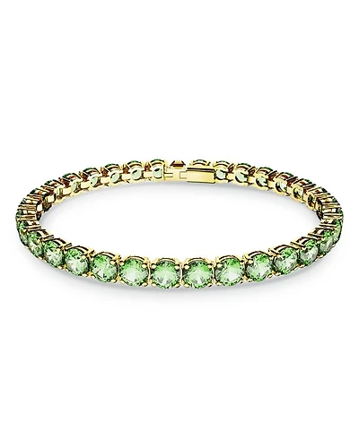 Matrix Blue Crystal Large Tennis Bracelet in Gold Tone