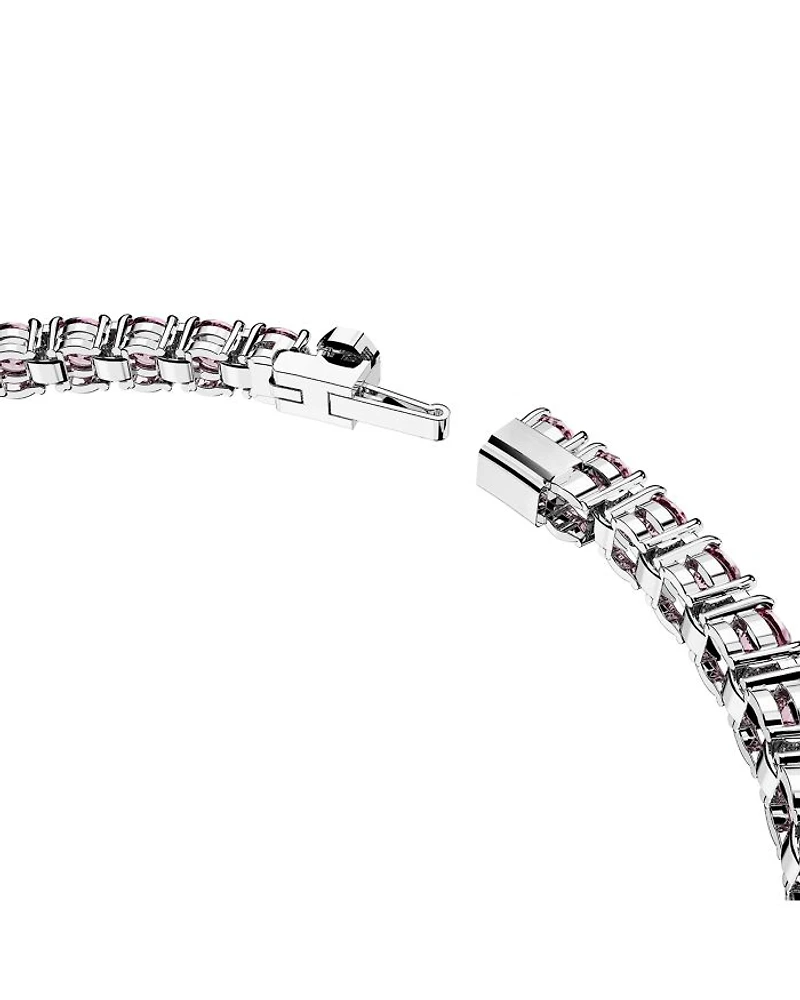 Matrix Pink Crystal Extra Large Tennis Bracelet in Rhodium Plated