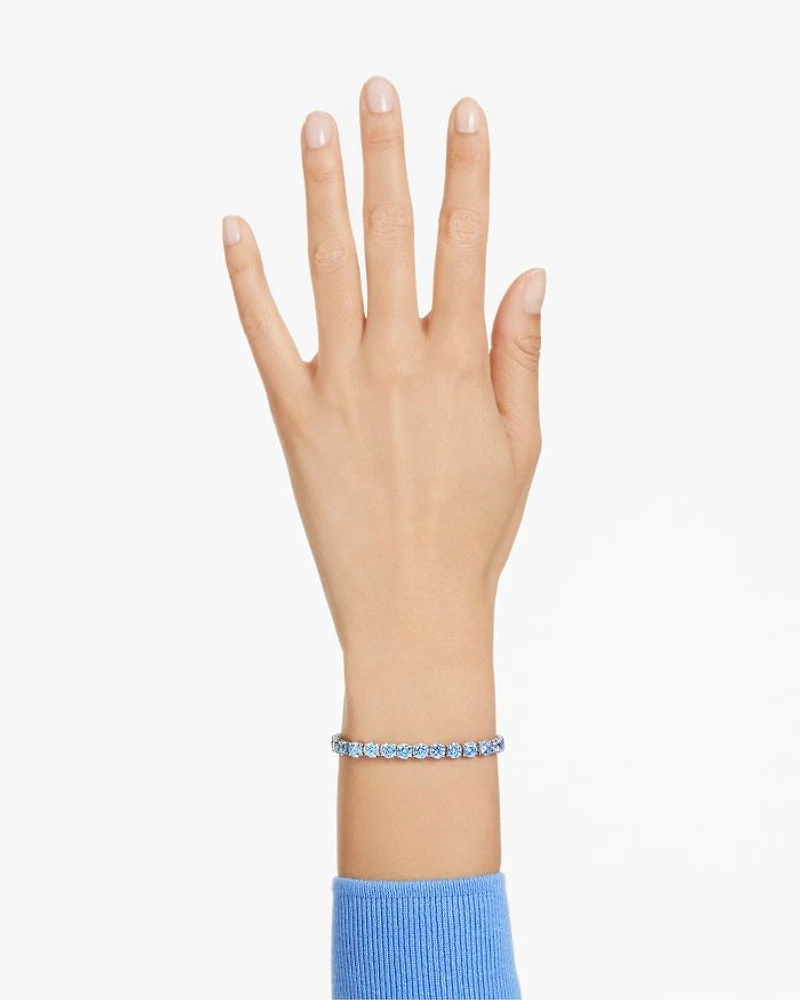 Matrix Blue Crystal Small Tennis Bracelet Rhodium Plated