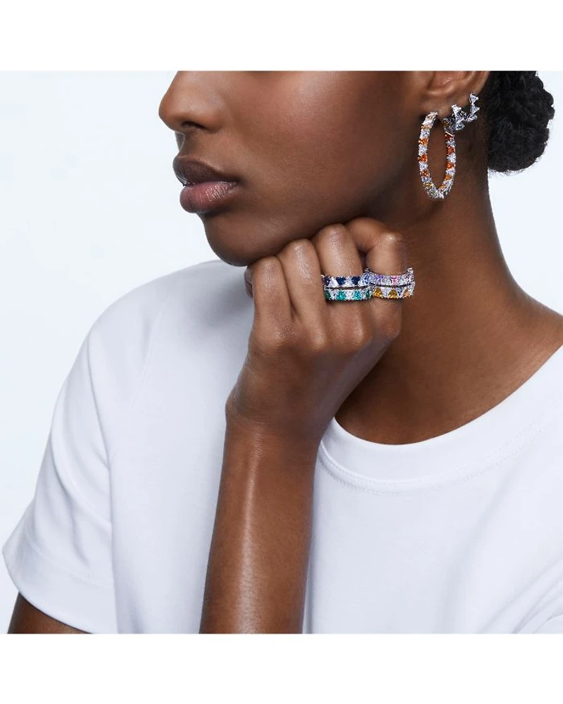 Matrix Triangle Cut Small Hoop Earrings in Rhodium Plated