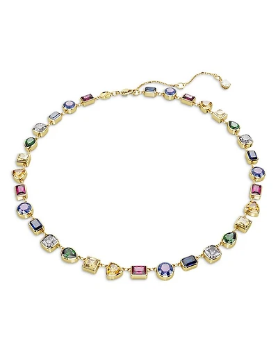 Imber Multicolor Mixed Cut Collar Necklace in Gold Tone, 14.96"-17.72"