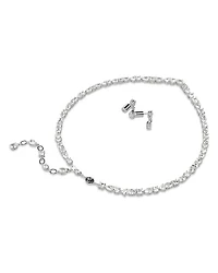 Mesmera Mixed Cut Collar Necklace & Drop Earrings Set in Rhodium Plated