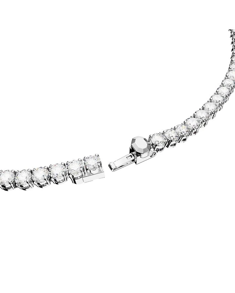 Matrix Tennis Necklace & Stud Earrings Set in Rhodium Plated