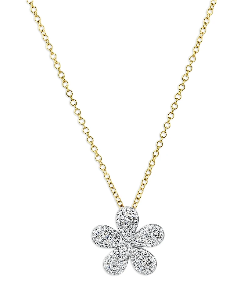 Phillips House 14K Yellow Gold Diamond Forget Me Not Large Pave Necklace, 16-18