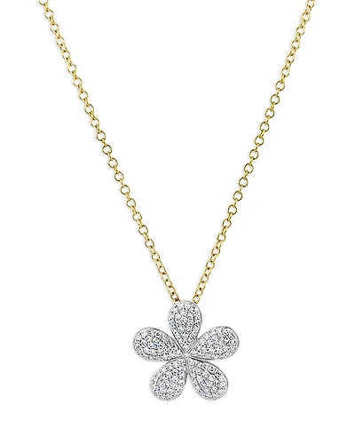 Phillips House 14K Yellow Gold Diamond Forget Me Not Large Pave Necklace, 16-18