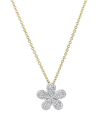 Phillips House 14K Yellow Gold Diamond Forget Me Not Large Pave Necklace, 16-18