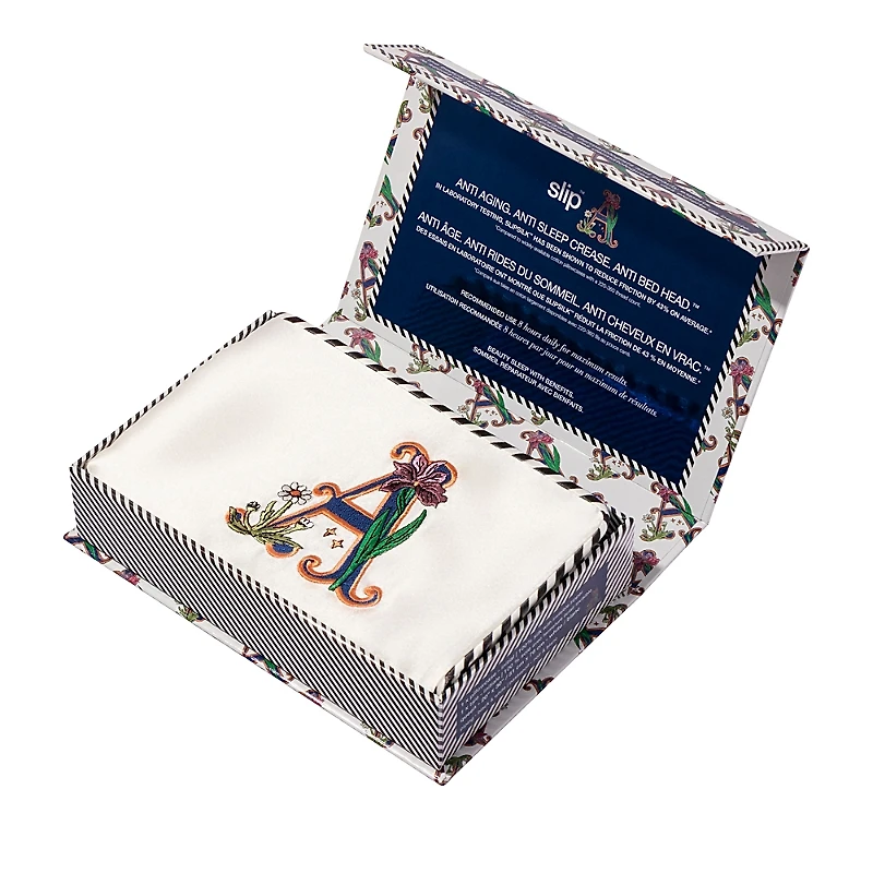 slip Pure Silk Embroidered Initials Pillowcase