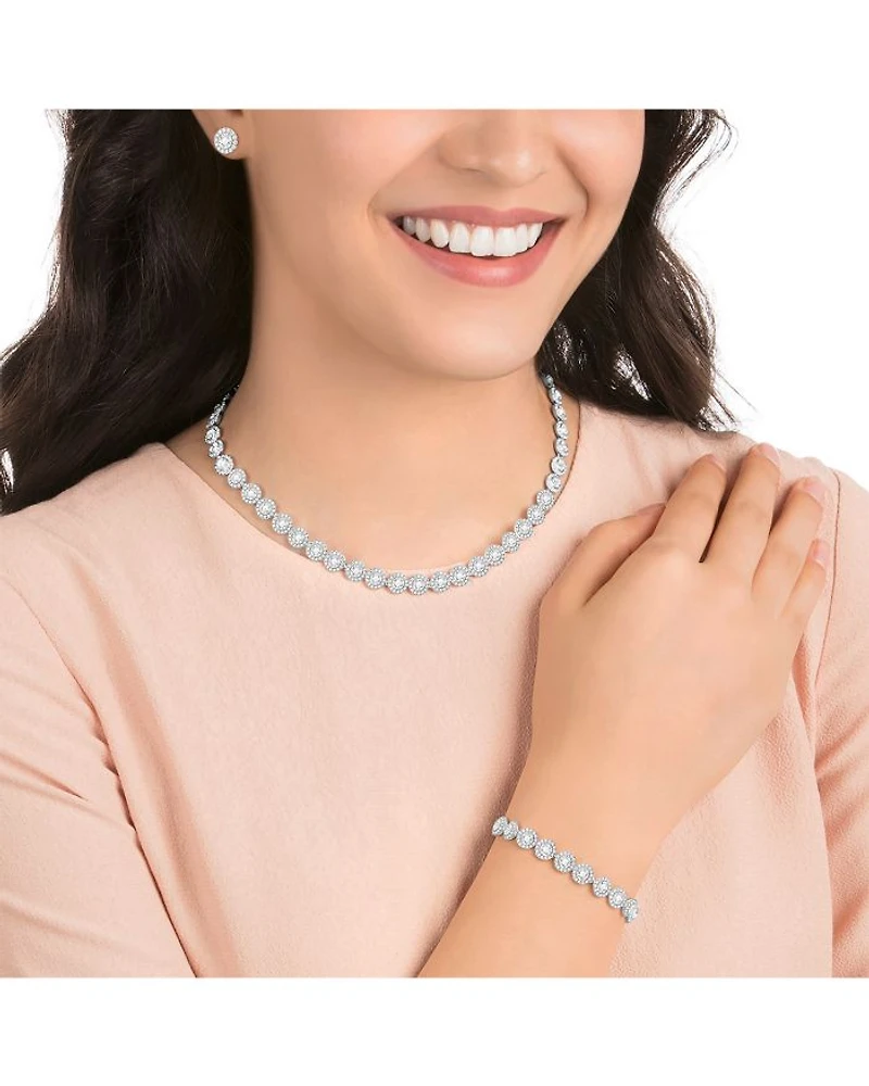 Una Necklace, Bracelet & Stud Earrings Set in Rhodium Plated