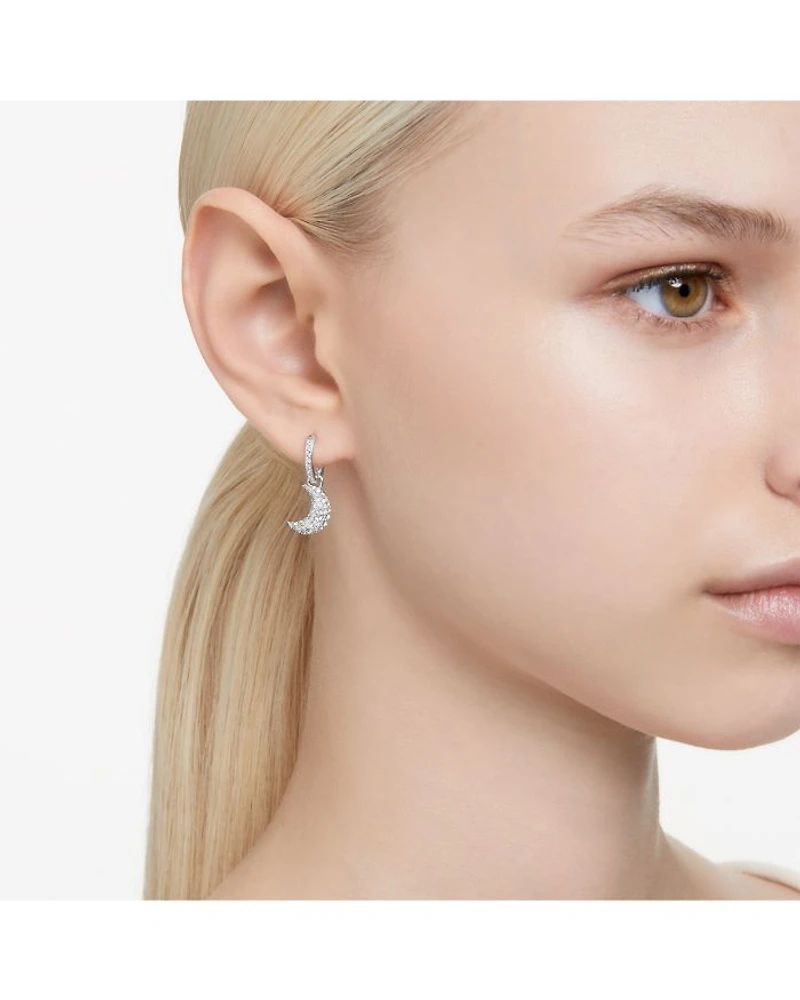 Luna Swarovski Crystal Crescent Drop Earrings in Rhodium Plated