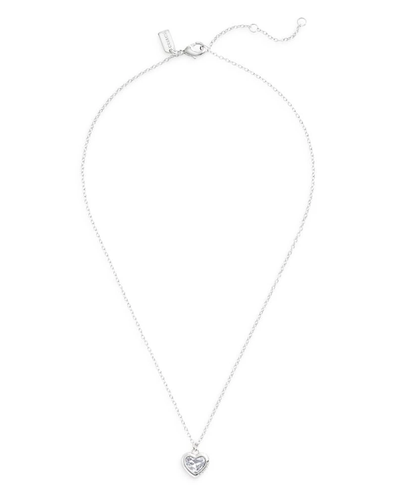 Stone Heart Pendant Necklace, 16-18"