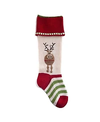 Knit Round Reindeer Stocking 18"