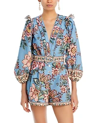 Farm Rio Wonderful Bouquet Blue Romper - Exclusive