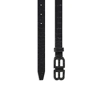 Balenciaga Bb Hourglass Thin Belt Crocodile Embossed with Rhinestones