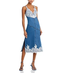 3.1 Phillip Lim Lace Trim Denim Midi Dress