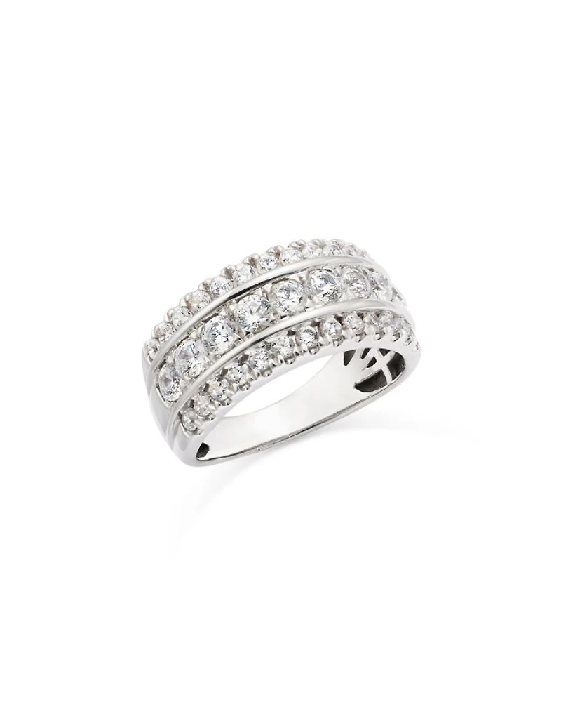 Diamond Triple Row Ring in 14K White Gold, 1.50 tcw