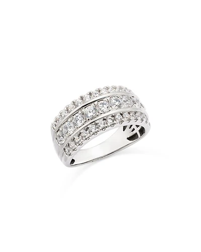 Diamond Triple Row Ring in 14K White Gold, 1.50 tcw