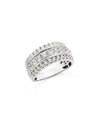 Diamond Triple Row Ring in 14K White Gold, 1.50 tcw