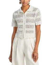 Aqua Crochet Knit Shirt - Exclusive