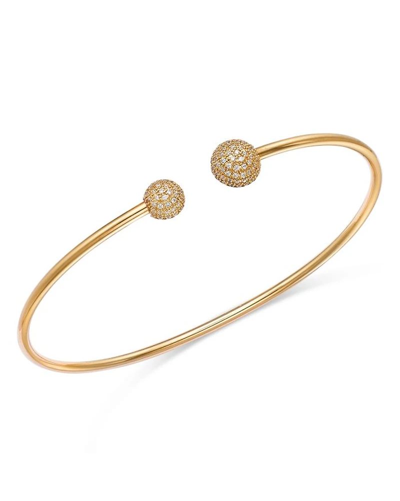 Diamond Pavé Cuff Bangle Bracelet in 14K Yellow Gold, 0.30 tcw