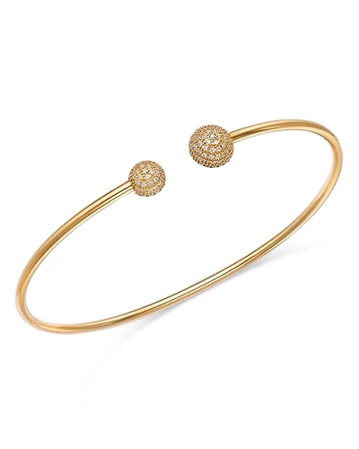 Diamond Pavé Cuff Bangle Bracelet in 14K Yellow Gold, 0.30 tcw