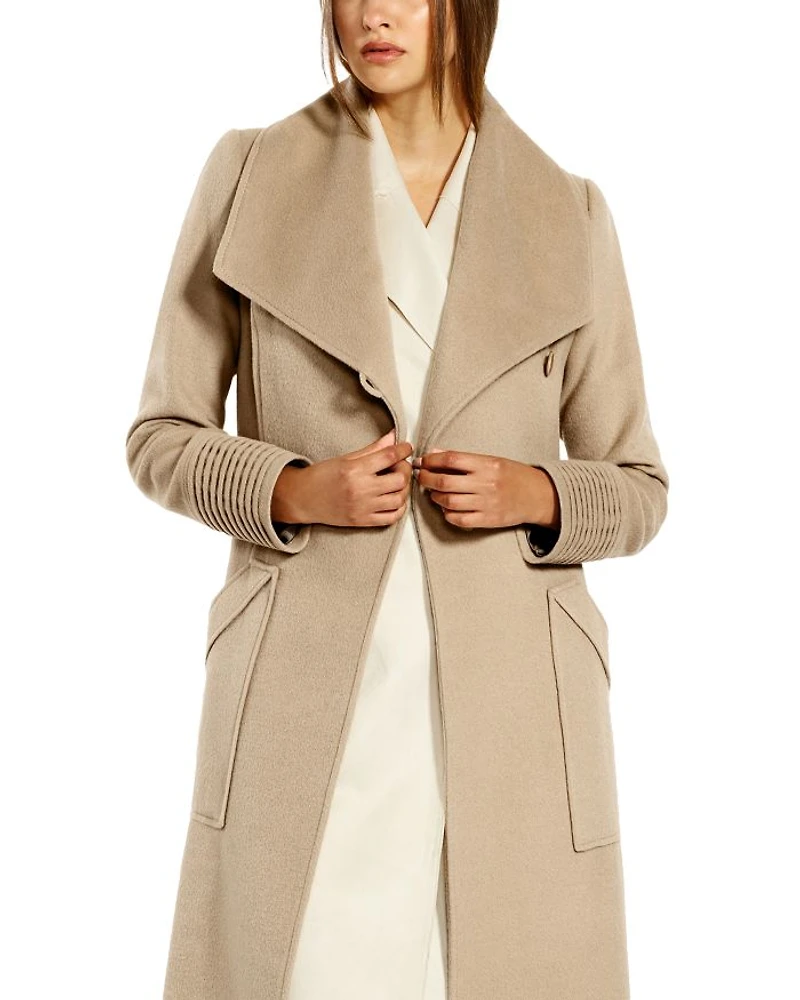 Wide Collar Long Wrap Coat