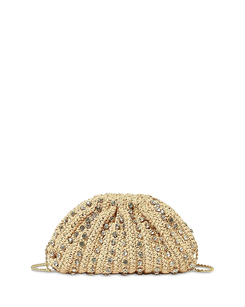 Loeffler Randall Bailey Embellished Pleated Raffia Clutch