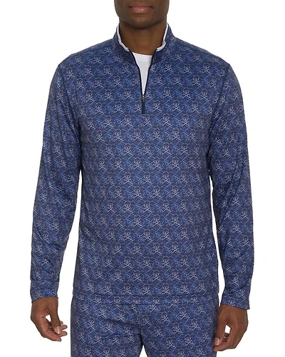 Iron Skull Classic Fit Quarter Zip Stand Collar Sweatshirt