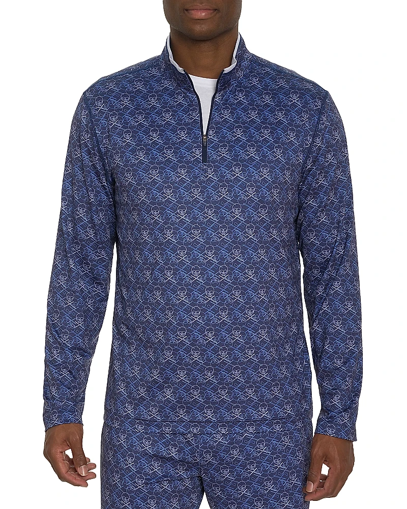 Robert Graham Iron Skull Classic Fit Quarter Zip Stand Collar Sweatshirt