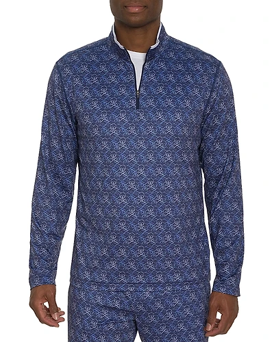 Robert Graham Iron Skull Classic Fit Quarter Zip Stand Collar Sweatshirt