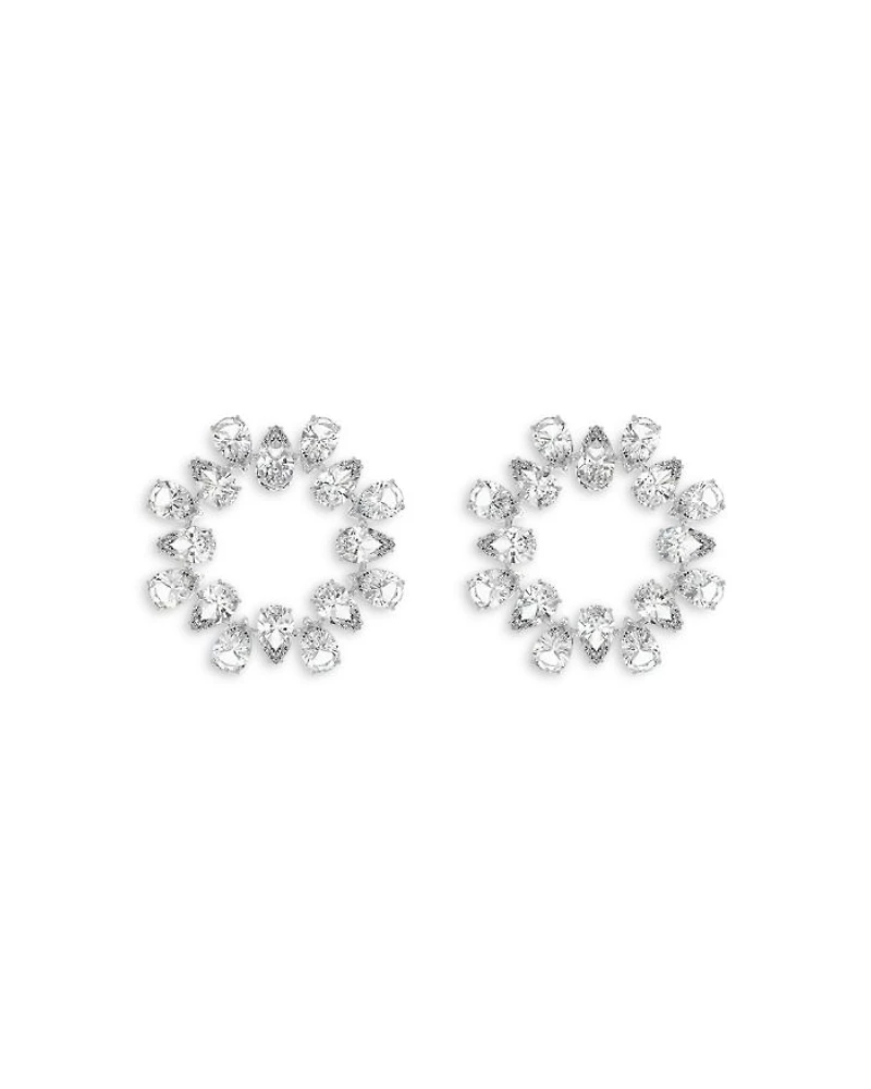 Matrix Pear Cut Circlet Earrings in Rhodium Plated