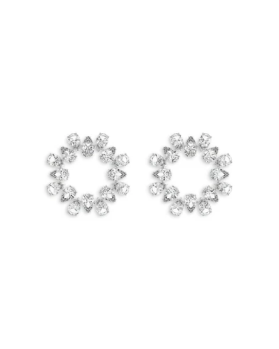 Matrix Pear Cut Circlet Earrings in Rhodium Plated