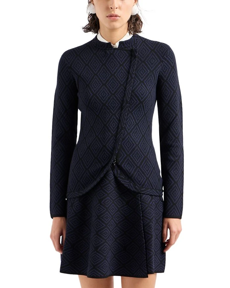 Diamond Jacquard Knit Jacket