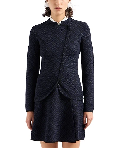 Diamond Jacquard Knit Jacket