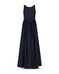 Sleeveless Gathered Cotton Maxi Dress