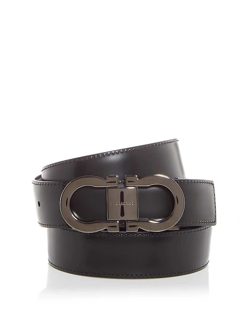 Ferragamo Men's Double Gancini Reversible Leather Belt