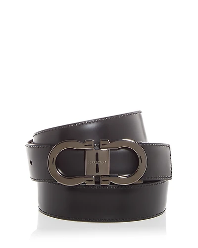 Ferragamo Men's Double Gancini Reversible Leather Belt