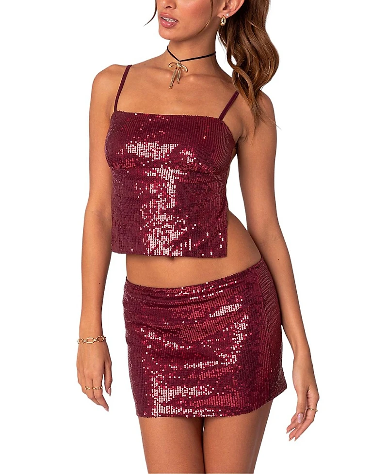 Edikted Cosmo Open Back Sequin Top