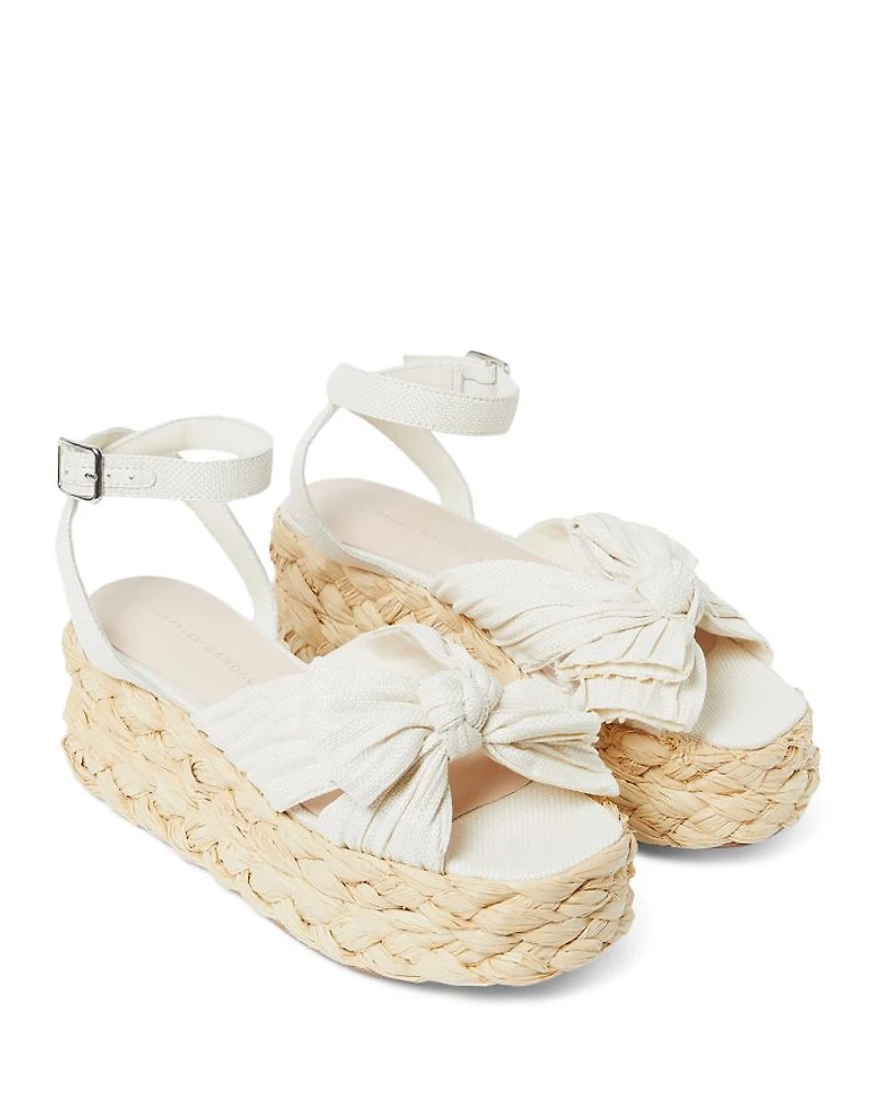 Knotted Strap Espadrille Platform Sandals