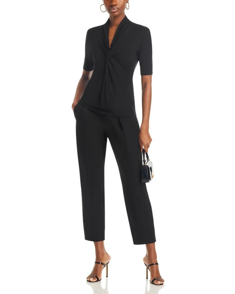 Elbow Sleeve Twist Front Top