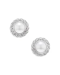David Yurman Pearl Classics Cable Halo Button Earrings