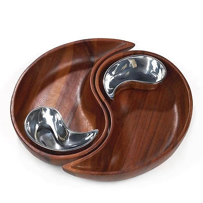Nambe Yin Yang Chip and Dip Set