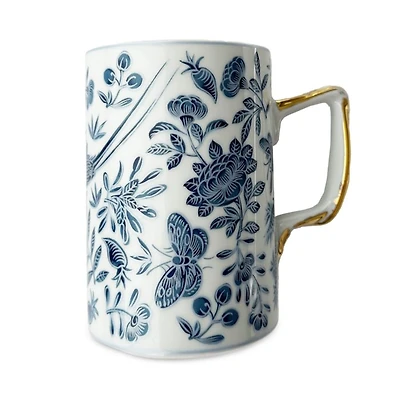 Sacred Bird & Butterfly Blue Mug