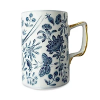Sacred Bird & Butterfly Blue Mug