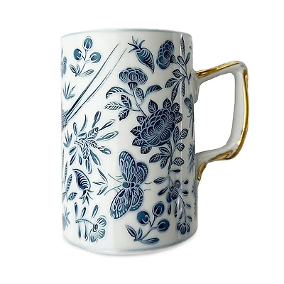 Mottahedeh Sacred Bird & Butterfly Blue Mug