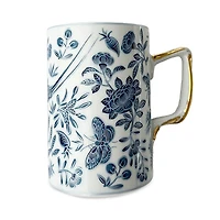 Mottahedeh Sacred Bird & Butterfly Blue Mug