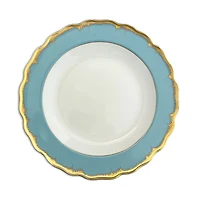 Mottahedeh Chelsea Feather Turquoise Rim Soup Bowl