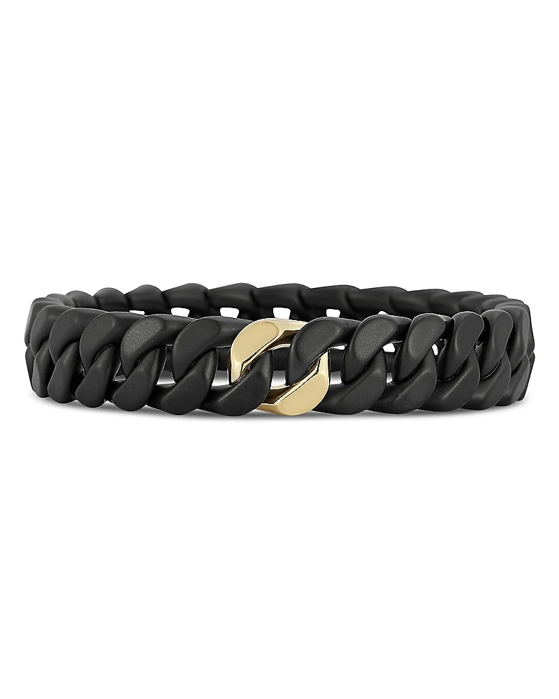 Roberto Demeglio Men's 18K Yellow Gold Black Ceramic Groumette Link Bracelet