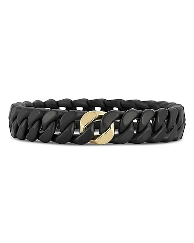 Roberto Demeglio Men's 18K Yellow Gold Black Ceramic Groumette Link Bracelet
